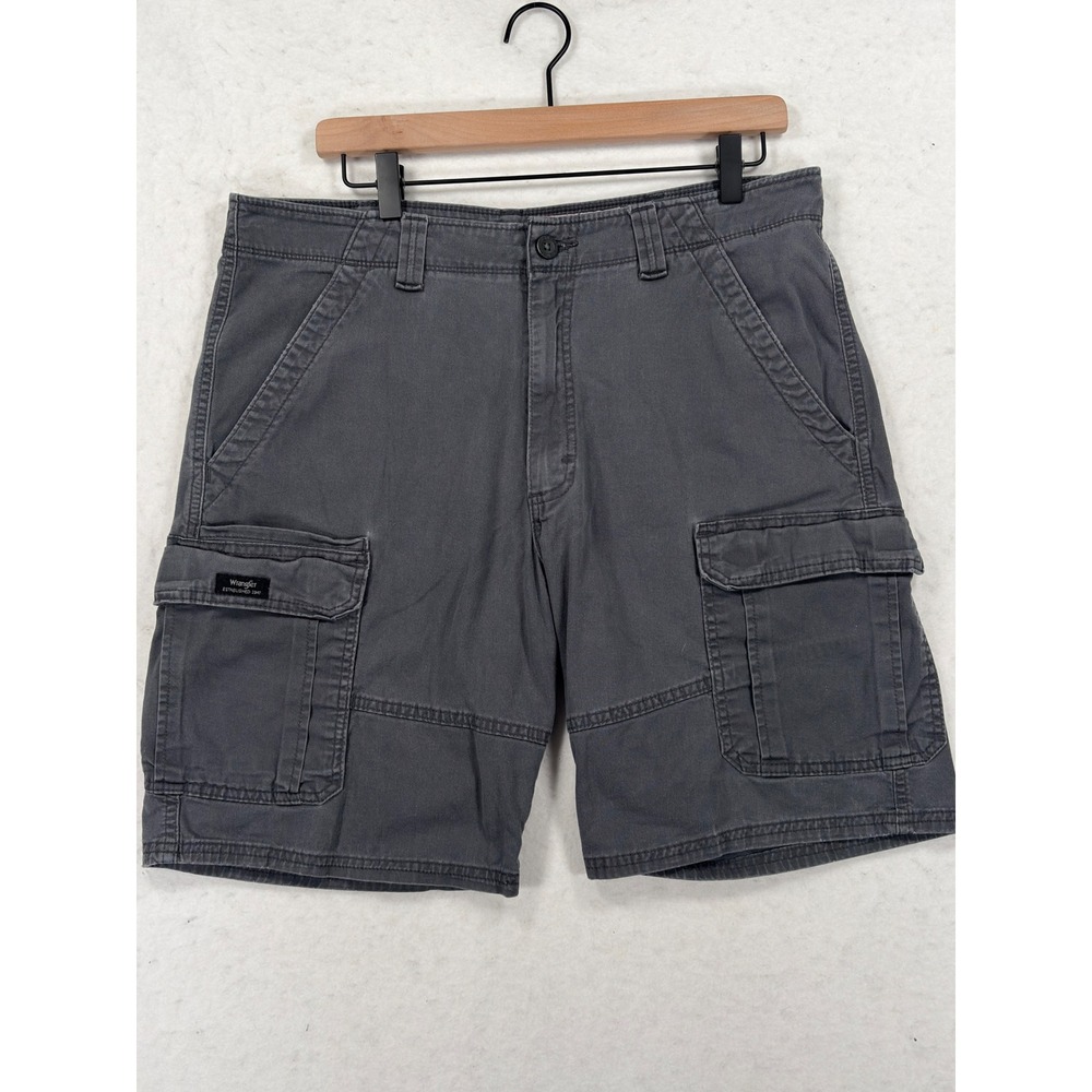 Wrangler Mens Gray Relaxed Fit Cargo Shorts Size 34 60AITAP Stretch Cotton
